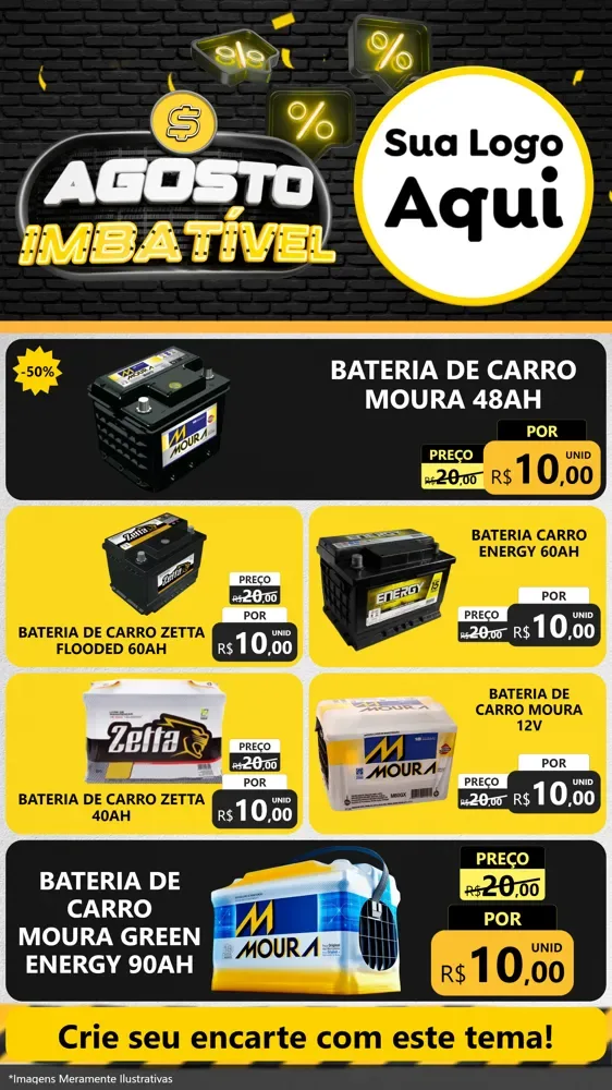 Modelo de TV para TV Vertical com o tema Agosto Imbatível para Baterias Elétricas
