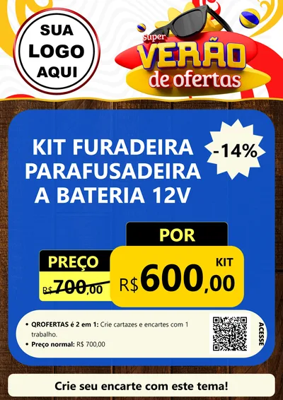 Modelo de Cartaz para Cartaz A4 Vertical com o tema Super Verão de Ofertas para Maquinas e Ferramentas