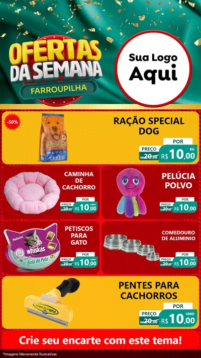 Modelo de TV para TV Vertical com o tema Ofertas da Semana Farroupilha para Pet Shop
