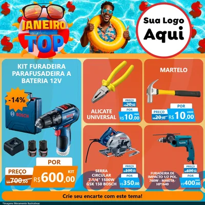 Modelo de Rede Social para Feed Facebook com o tema Janeiro Top para Maquinas e Ferramentas