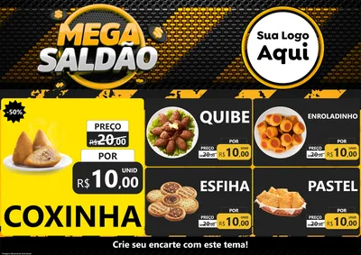 Modelo de Encarte para Encarte A4 Horizontal com o tema Mega Saldão para Salgadaria