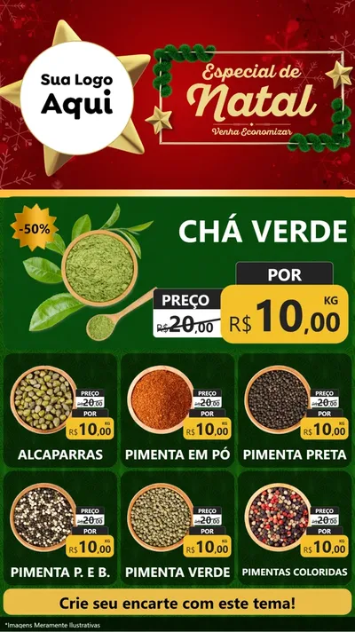 Modelo de Rede Social para Stories com o tema Especial de Natal para Produtos Naturais