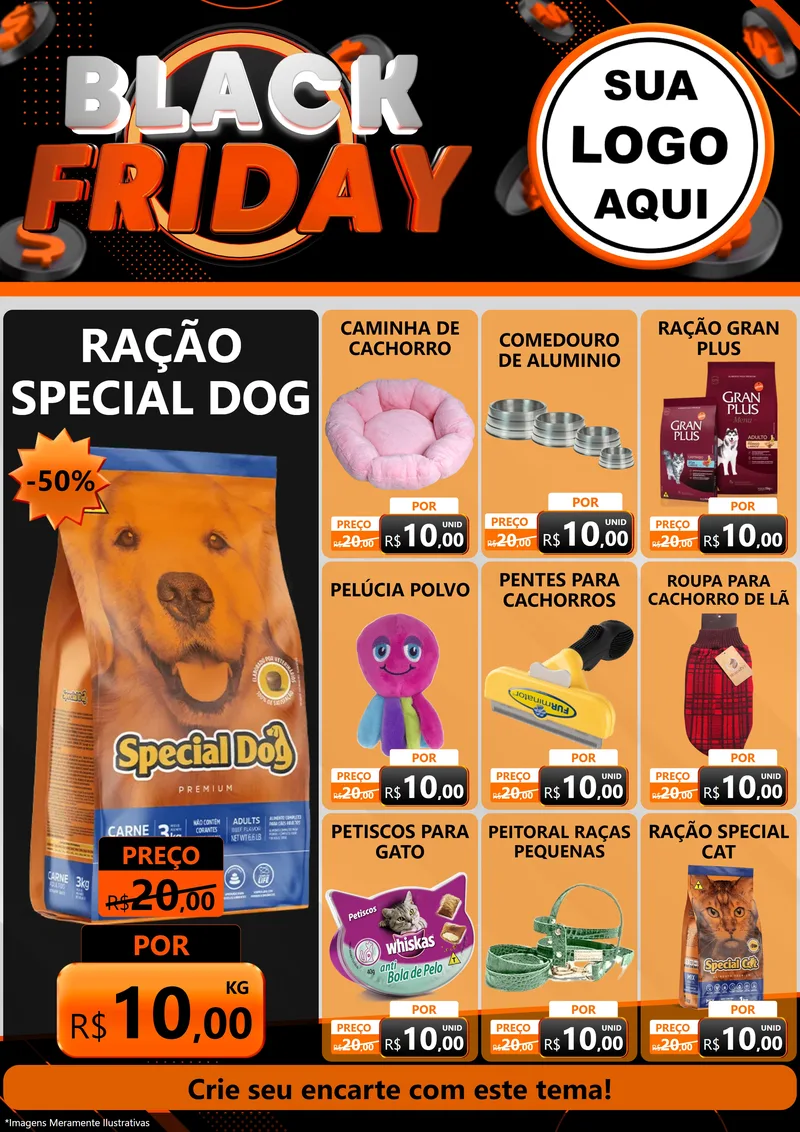 Modelo de Encarte para Encarte A4 Vertical com o tema Black Friday para Pet Shop