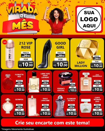Modelo de Rede Social para Feed Instagram com o tema Virada de Mês para Perfumes