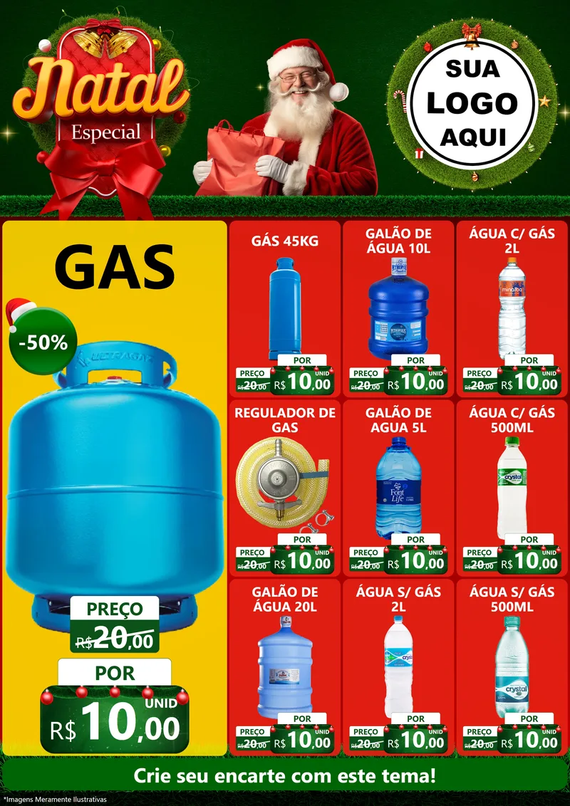 Modelo de Encarte para Encarte A4 Vertical com o tema Natal Especial para Água e gás