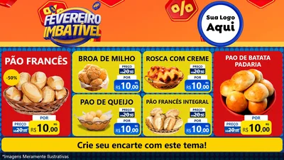 Modelo de TV para TV Horizontal com o tema Fevereiro Imbatível para Padaria