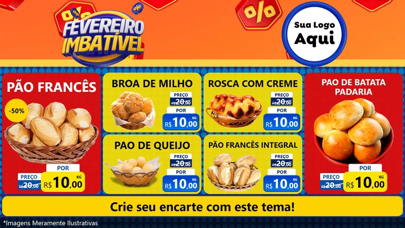 Modelo de TV para TV Horizontal com o tema Fevereiro Imbatível para Padaria