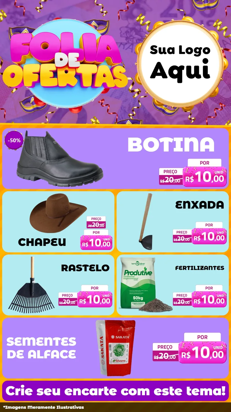 Modelo de TV para TV Vertical com o tema Folia de Ofertas para Agropecuária