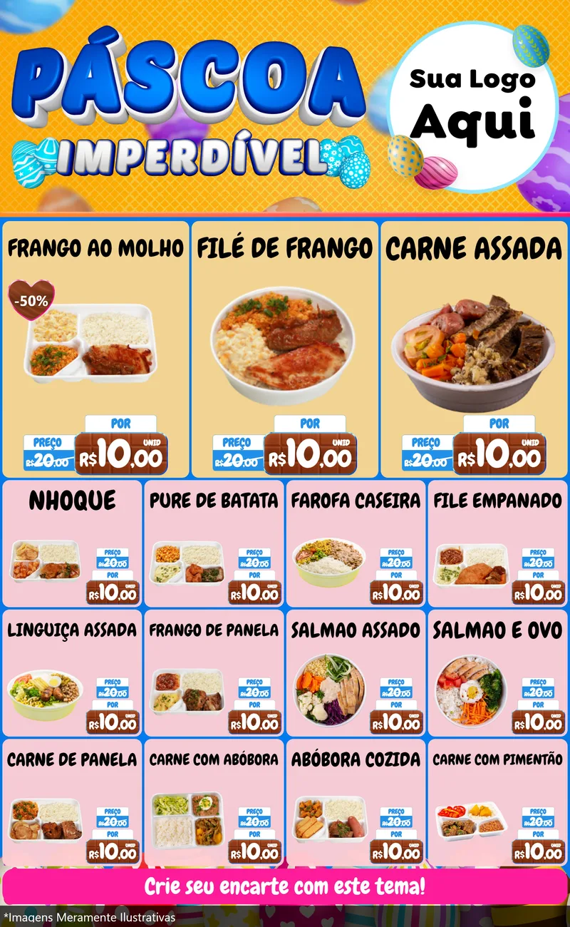 Modelo de Encarte para Encarte Grande com o tema Páscoa Imperdível para Restaurante