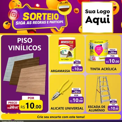 Modelo de Rede Social para Feed Facebook com o tema Sorteio para Material para Construção