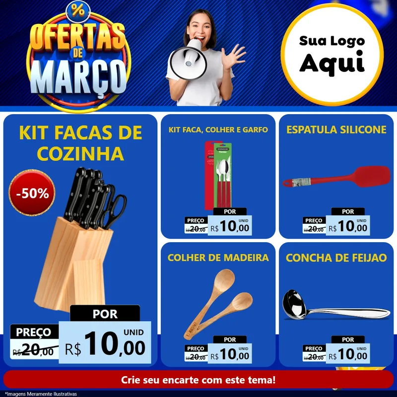 Modelo de Rede Social para Feed Facebook com o tema Ofertas de Março para Utilidades Domésticas