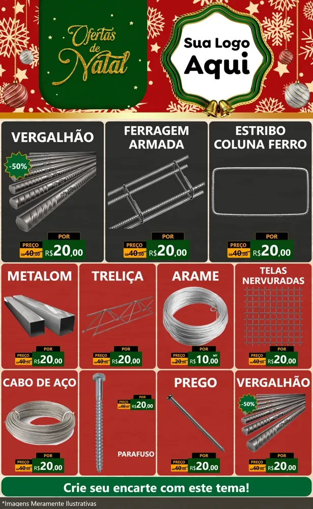 Modelo de Encarte para Encarte Grande com o tema Natal de Ofertas para Ferragens