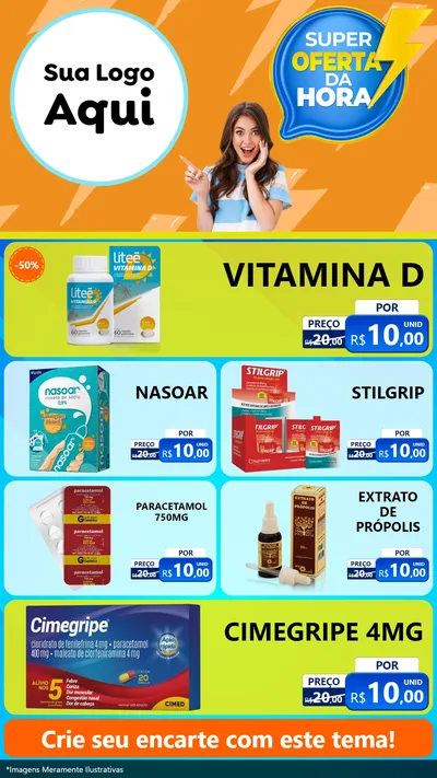 Modelo de TV para TV Vertical com o tema Super Oferta da Hora para Farmácia