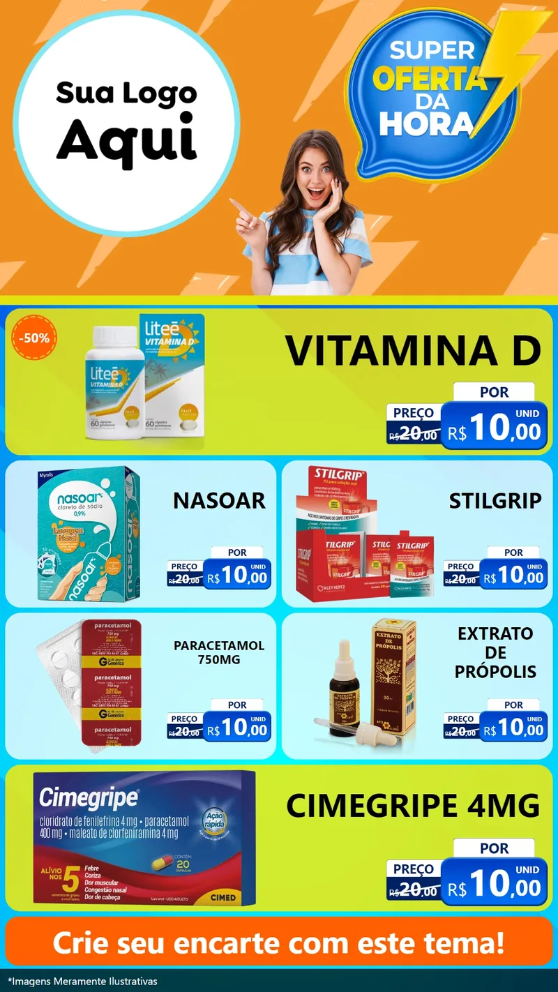 Modelo de TV para TV Vertical com o tema Super Oferta da Hora para Farmácia