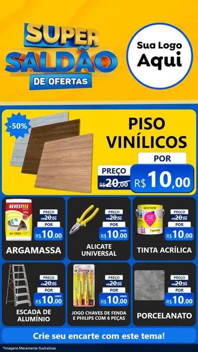 Modelo de Rede Social para Stories com o tema Super Saldão de Ofertas para Material para Construção