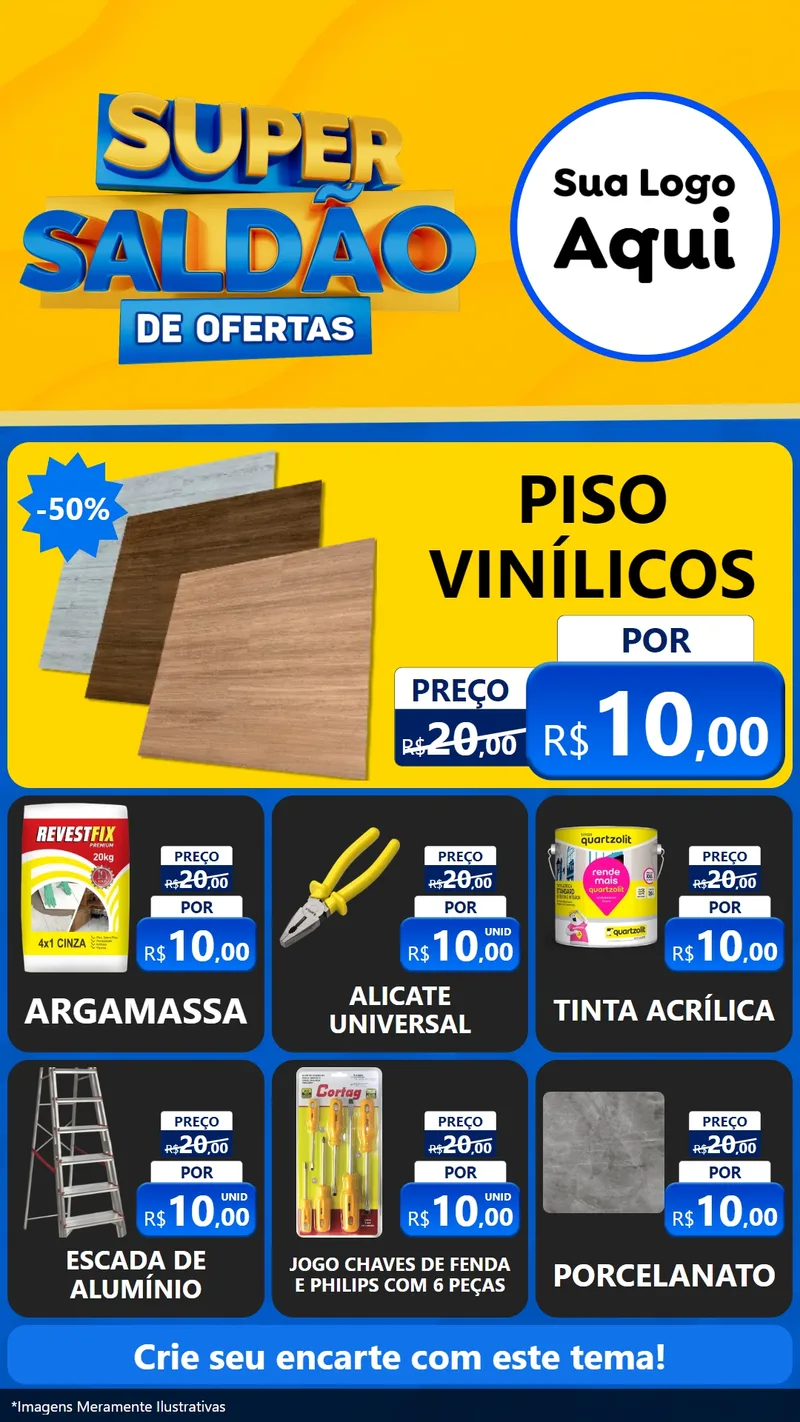 Modelo de Rede Social para Stories com o tema Super Saldão de Ofertas para Material para Construção