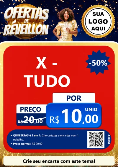 Modelo de Cartaz para Cartaz A4 Vertical com o tema Ofertas de Réveillon para Hamburgueria