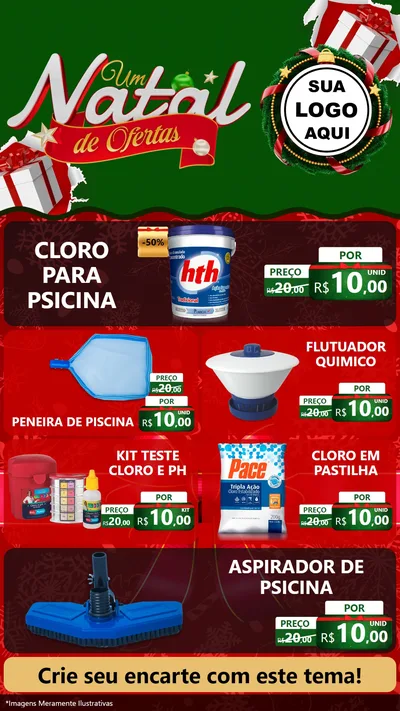 Modelo de TV para TV Vertical com o tema Um Natal de Ofertas para Produtos para Piscina