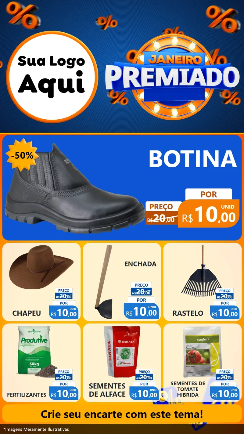 Modelo de Rede Social para Stories com o tema Janeiro Premiado para Agropecuária