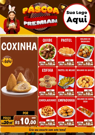 Modelo de Encarte para Encarte A4 Vertical com o tema Páscoa Premiada para Salgadaria