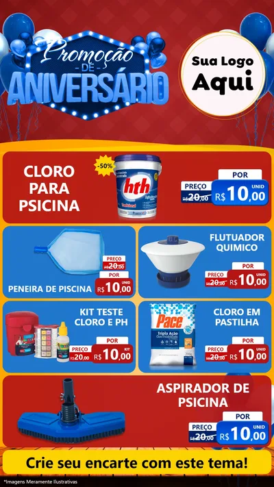 Modelo de TV para TV Vertical com o tema Promoção de Aniversário para Produtos para Piscina