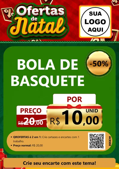Modelo de Cartaz para Cartaz A4 Vertical com o tema Ofertas de Natal para Artigos Esportivos