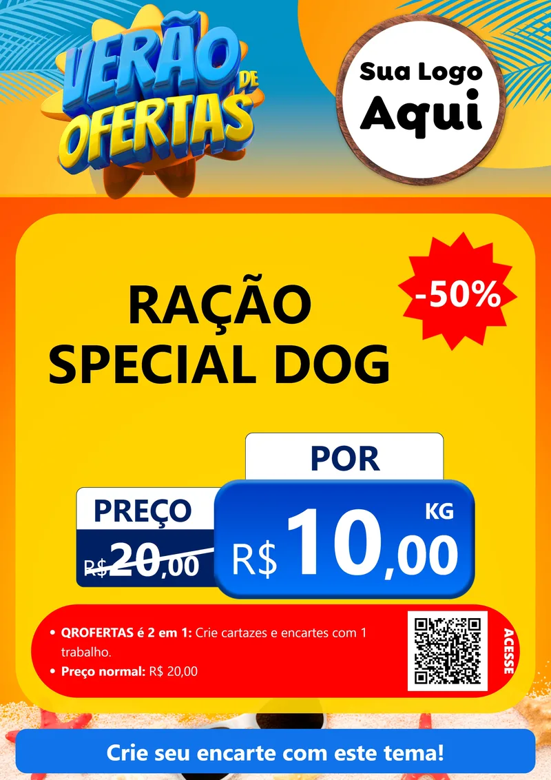 Modelo de Cartaz para Cartaz A4 Vertical com o tema Verão de Ofertas para Pet Shop