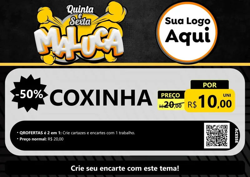 Modelo de Cartaz para Cartaz A4 Horizontal com o tema Quinta e Sexta Maluca para Salgadaria