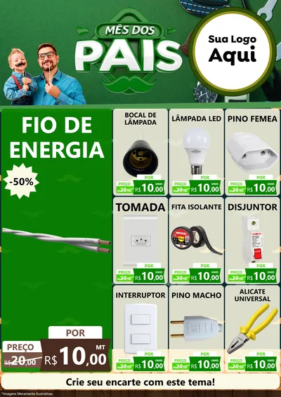 Modelo de Encarte para Encarte A4 Vertical com o tema Mês dos Pais para Materiais Elétricos