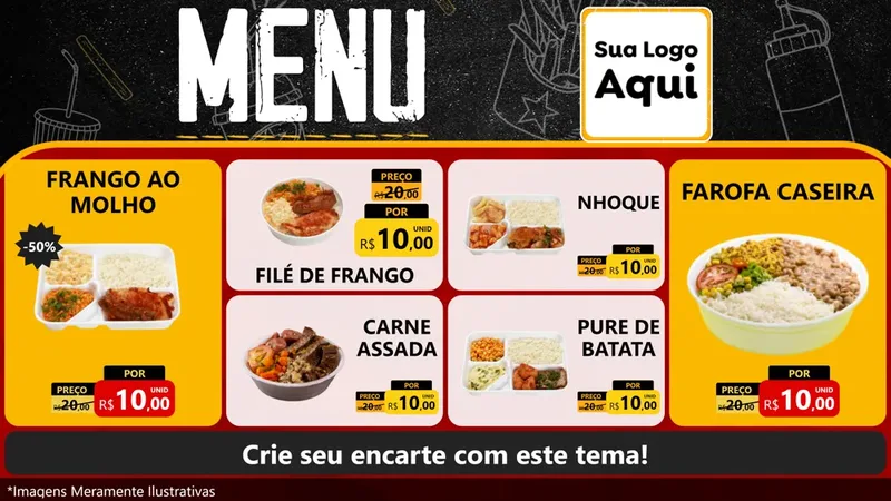Modelo de TV para TV Horizontal com o tema Menu para Restaurante