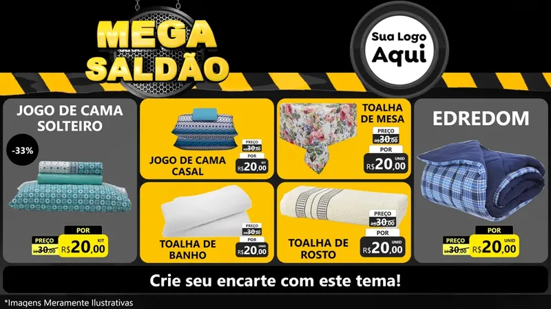 Modelo de TV para TV Horizontal com o tema Mega Saldão para Cama, Mesa e Banho