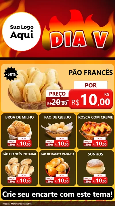 Modelo de Rede Social para Stories com o tema Dia V para Padaria