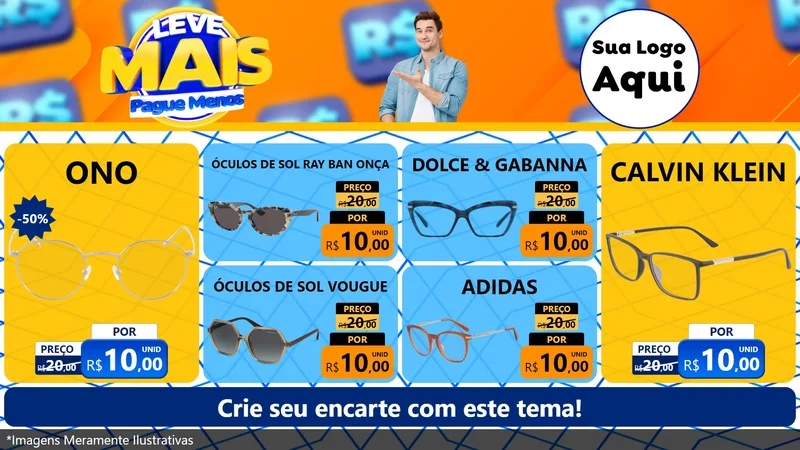 Modelo de TV para TV Horizontal com o tema Leve Mais, Pague Menos para Óticas