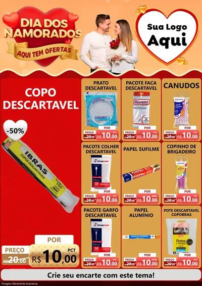 Modelo de Encarte para Encarte A4 Vertical com o tema Dia dos Namorados - Aqui Tem Ofertas para Embalagens