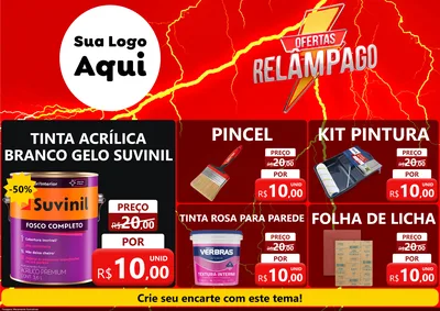 Modelo de Encarte para Encarte A4 Horizontal com o tema Ofertas Relâmpago para Tintas e Ferramentas