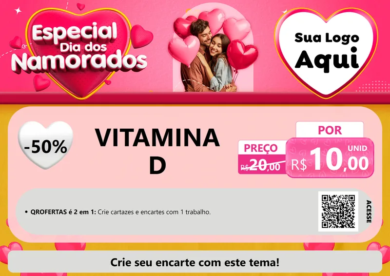 Modelo de Cartaz para Cartaz A4 Horizontal com o tema Especial Dia dos Namorados para Farmácia