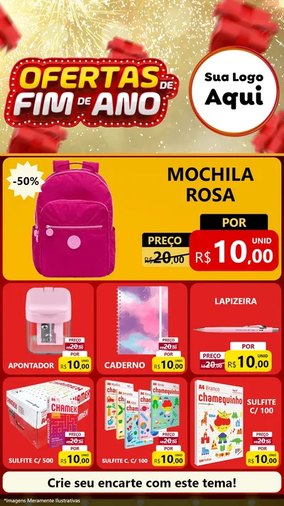 Modelo de Rede Social para Stories com o tema Ofertas de Fim de Ano para Papelaria