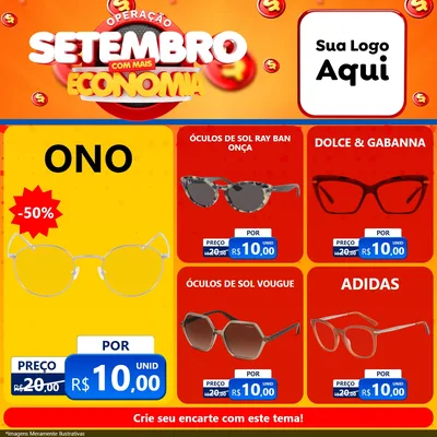 Modelo de Rede Social para Feed Facebook com o tema Operação Setembro Com Muita Economia para Óticas
