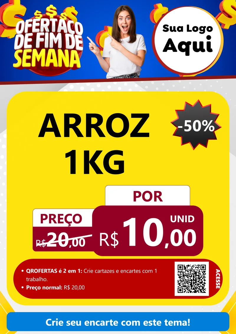 Modelo de Cartaz para Cartaz A4 Vertical com o tema Ofertaço de Fim de Semana para Supermercado