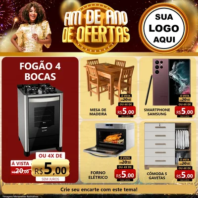 Modelo de Rede Social para Feed Facebook com o tema Fim de Ano de Ofertas para Móveis e Eletro