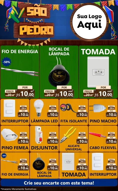 Modelo de Encarte para Encarte Grande com o tema São Pedro para Materiais Elétricos