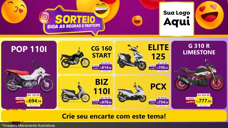 Modelo de TV para TV Horizontal com o tema Sorteio para Concessionaria de Motos