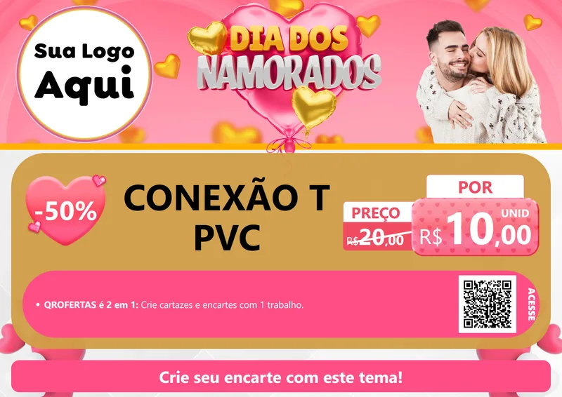 Modelo de Cartaz para Cartaz A4 Horizontal com o tema Dia dos Namorados para Tubos e conexões