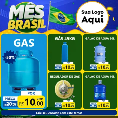 Modelo de Rede Social para Feed Facebook com o tema Mês do Brasil para Água e gás
