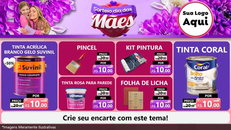 Modelo de TV para TV Horizontal com o tema Sorteio Dia das Mães para Tintas e Ferramentas