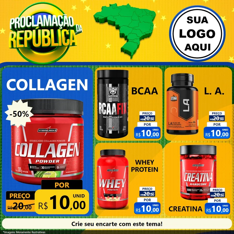 Modelo de Rede Social para Feed Facebook com o tema Proclamação da República para Suplementos alimentares