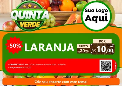 Modelo de Cartaz para Cartaz A4 Horizontal com o tema Quinta Verde para Hortifrúti