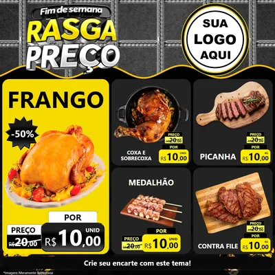 Modelo de Rede Social para Feed Facebook com o tema Fim de Semana Rasga Preço para Assados