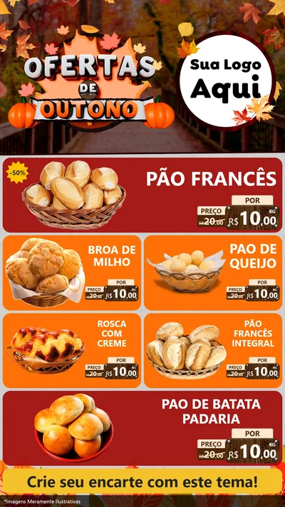 Modelo de TV para TV Vertical com o tema Ofertas de Outono para Padaria
