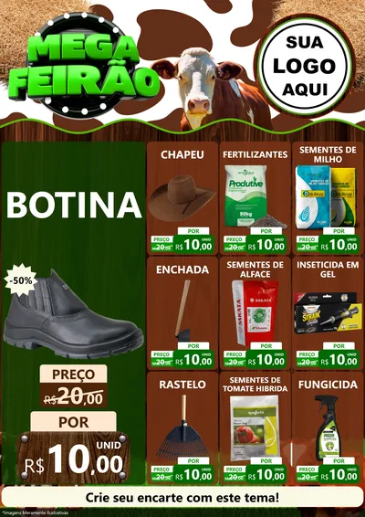 Modelo de Encarte para Encarte A4 Vertical com o tema Mega Feirão - Agro para Agropecuária